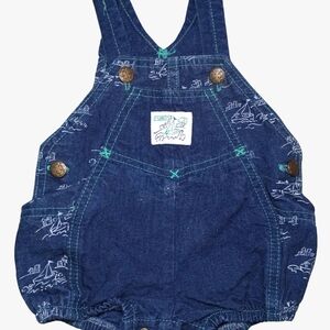 Vintage OshKosh Nautical Denim Overall Romper 100% Cotton 3-6 Months